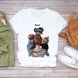 Women Cartoon Super Mom Life Momlife Mama Mother Summer Print Lady T-shirts Top T Shirt Ladies Womens Graphic Female Tee T-Shirt CZ8938 / 