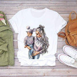 Women Cartoon Super Mom Life Momlife Mama Mother Summer Print Lady T-shirts Top T Shirt Ladies Womens Graphic Female Tee T-Shirt CZ8948 / 