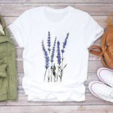Women Flower Lady Fashion Short Sleeve Aesthetic Clothes Summer Shirt T-shirts Top T Graphic Female Ladies Womens Tee T-Shirt CZ24401 / XL