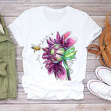 Women Flower Lady Fashion Short Sleeve Aesthetic Clothes Summer Shirt T-shirts Top T Graphic Female Ladies Womens Tee T-Shirt CZ24570 / XXL