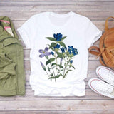 Women Flower Lady Fashion Short Sleeve Aesthetic Clothes Summer Shirt T-shirts Top T Graphic Female Ladies Womens Tee T-Shirt CZ21854 / XXL