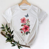Women Leopard Heart Graphic T shirt Top Print Tee T-Shirt CZ24094 / S