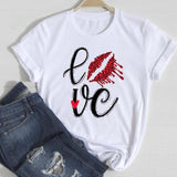 Women Lip Leopard Love Graphic T shirt Top Lady Print Tee T-Shirt CZ24990 / S