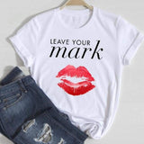 Women Lip Leopard Love Graphic T shirt Top Lady Print Tee T-Shirt CZ23373 / XXL