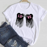 Women Lip Leopard Love Graphic T shirt Top Lady Print Tee T-Shirt CZ23367 / XXL