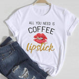 Women Lip Leopard Love Graphic T shirt Top Lady Print Tee T-Shirt CZ23372 / S