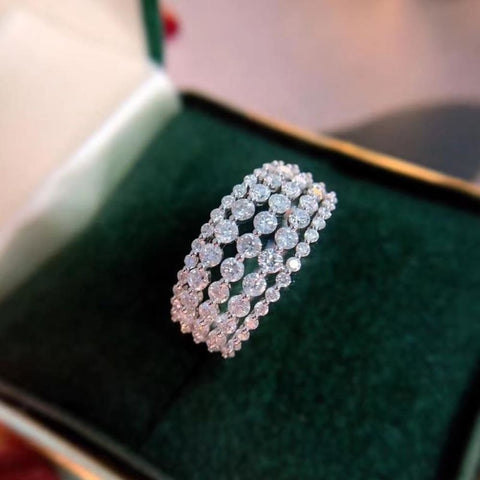 Women Luxury Silver Moissanite Ring Jewelry