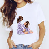 Women Mama Girls Mom Love Print Graphic T Shirt Tee T-Shirt CZ23216 / M