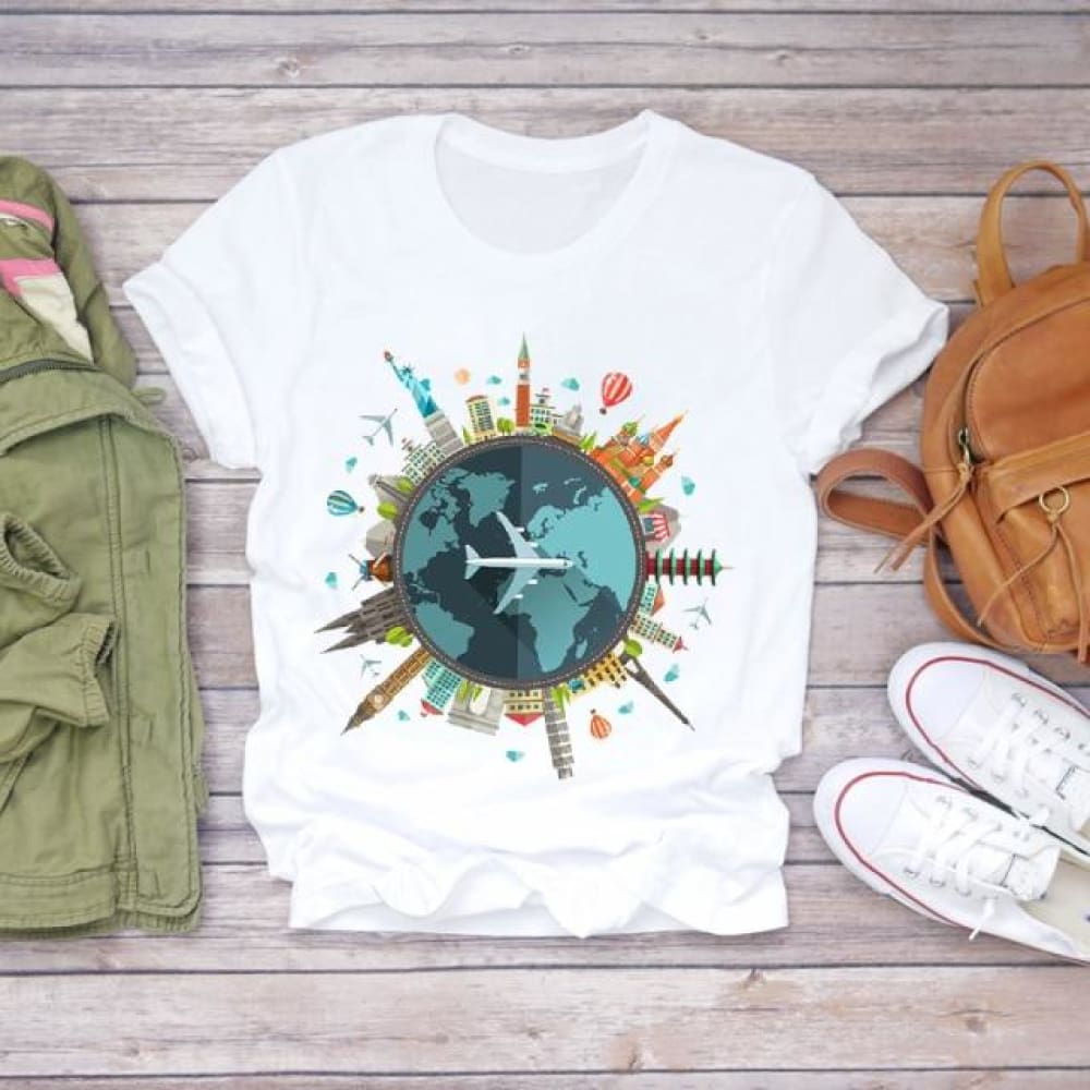Women Short Sleeve Dream Feather Fashion Print Top T Shirt Graphic Tee T-Shirt CZ18865 / L