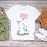 Women Short Sleeve Dream Feather Fashion Print Top T Shirt Graphic Tee T-Shirt CZ9130 / XXL