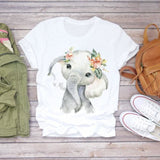 Women Short Sleeve Dream Feather Fashion Print Top T Shirt Graphic Tee T-Shirt CZ9131 / XL