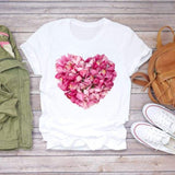 Women Short Sleeve Dream Feather Fashion Print Top T Shirt Graphic Tee T-Shirt CZ22335 / XXL