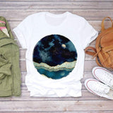 Women Short Sleeve Dream Feather Fashion Print Top T Shirt Graphic Tee T-Shirt CZ8398 / XL
