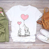 Women Short Sleeve Floral Flower Fashion Top T Shirt Graphic Tee T-Shirt CZ9130 / XXL