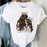 Women Striped Boys Cute Mom Crown Mother Mama Fashion Graphic T shirt Top Print Tee T-Shirt CZ24115 / L