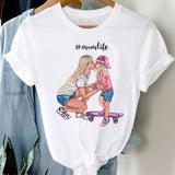 Women Striped Boys Cute Mom Crown Mother Mama Fashion Graphic T shirt Top Print Tee T-Shirt CZ24119 / S