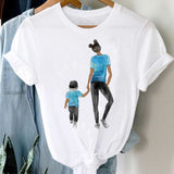 Women Striped Boys Cute Mom Crown Mother Mama Fashion Graphic T shirt Top Print Tee T-Shirt CZ24122 / XL