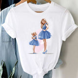 Women Striped Boys Cute Mom Crown Mother Mama Fashion Graphic T shirt Top Print Tee T-Shirt CZ24124 / S