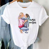 Women Striped Boys Cute Mom Crown Mother Mama Fashion Graphic T shirt Top Print Tee T-Shirt CZ24125 / S