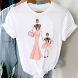 Women Striped Boys Cute Mom Crown Mother Mama Fashion Graphic T shirt Top Print Tee T-Shirt CZ24129 / XXL