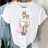 Women Striped Boys Cute Mom Crown Mother Mama Fashion Graphic T shirt Top Print Tee T-Shirt CZ24132 / S
