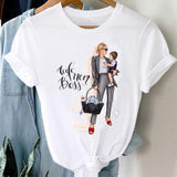 Women Striped Boys Cute Mom Crown Mother Mama Fashion Graphic T shirt Top Print Tee T-Shirt CZ24126 / XL
