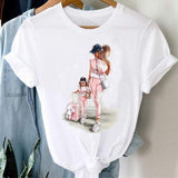 Women Striped Boys Cute Mom Crown Mother Mama Fashion Graphic T shirt Top Print Tee T-Shirt CZ24130 / S