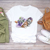 Women T-shirts Cartoon Avocado Fruit Funny Love Graphic Top Print Shirt Tee T-Shirt CZ23088 / L
