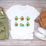 Women T-shirts Cartoon Avocado Fruit Funny Love Graphic Top Print Shirt Tee T-Shirt CZ23080 / S