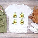 Women T-shirts Cartoon Avocado Fruit Funny Love Graphic Top Print Shirt Tee T-Shirt CZ23079 / S