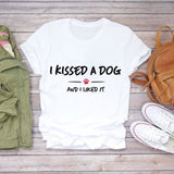 Women T-shirts Dog Cat Paw Letter Sweet Animal Print Graphic Top Shirt Tee T-Shirt CZ23036 / M