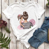 Women T-shirts Fashion Mom Mother Daughter Mama Print Graphic Top Shirt Tee T-Shirt CZ23881 / S