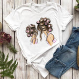 Women T-shirts Fashion Mom Mother Daughter Mama Print Graphic Top Shirt Tee T-Shirt CZ23883 / L