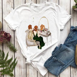 Women T-shirts Fashion Mom Mother Daughter Mama Print Graphic Top Shirt Tee T-Shirt CZ23886 / XL