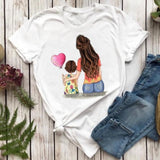 Women T-shirts Fashion Mom Mother Daughter Mama Print Graphic Top Shirt Tee T-Shirt CZ23890 / S