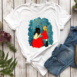 Women T-shirts Fashion Mom Mother Daughter Mama Print Graphic Top Shirt Tee T-Shirt CZ23874 / S