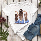Women T-shirts Fashion Mom Mother Daughter Mama Print Graphic Top Shirt Tee T-Shirt CZ23872 / S