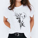 Women Watercolor Feather Bird Casual Print Graphic T Shirt Tee T-Shirt CZ22559 / L