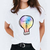 Women Watercolor Feather Bird Casual Print Graphic T Shirt Tee T-Shirt CZ22562 / M