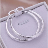 Women’s 925 Sterling Silver 2” Medium Round Diamond Cut Etched Hoop Earrings