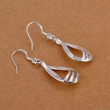 Women’s 925 Sterling Silver Abstract WaterDrop Triple Band Charm Dangle Earrings