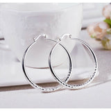 Women’s 925 Sterling Silver Diamond Cut Hoops Big Stylish 2” Inch Earrings