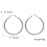 Women’s 925 Sterling Silver Diamond Cut Hoops Big Stylish 2” Inch Earrings