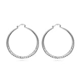 Women’s 925 Sterling Silver Diamond Cut Hoops Big Stylish 2” Inch Earrings