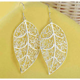 Women’s 925 Sterling Silver Filigree Leaf 2” Inch Long Drop Dangle Hook Earrings