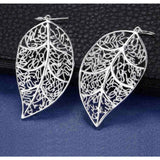 Women’s 925 Sterling Silver Filigree Leaf 2” Inch Long Drop Dangle Hook Earrings