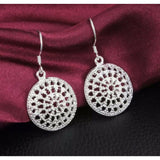 Women’s 925 Sterling Silver Geometric Disc Circle Drop Dangle Hook Earrings