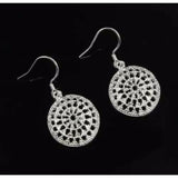 Women’s 925 Sterling Silver Geometric Disc Circle Drop Dangle Hook Earrings