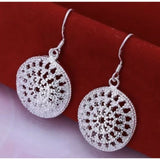Women’s 925 Sterling Silver Geometric Disc Circle Drop Dangle Hook Earrings