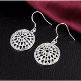 Women’s 925 Sterling Silver Geometric Disc Circle Drop Dangle Hook Earrings